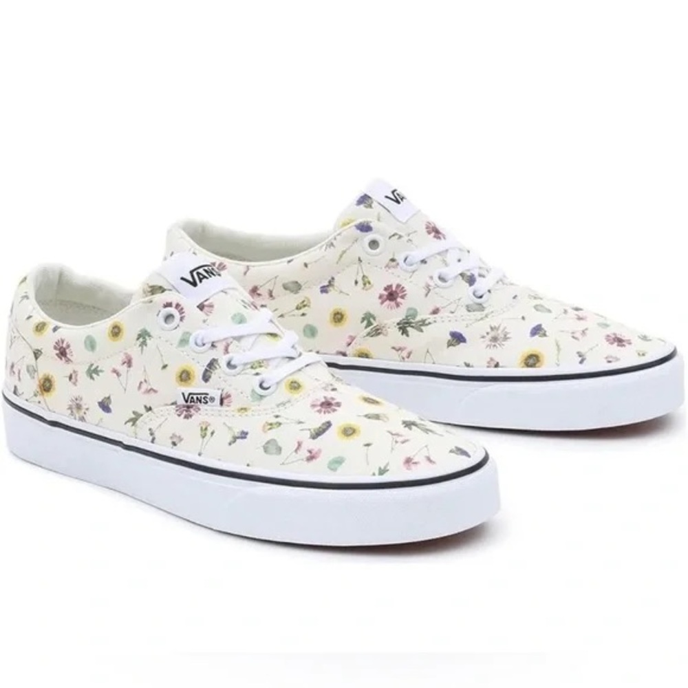 Vans White Cream Sneakers with flower  Design